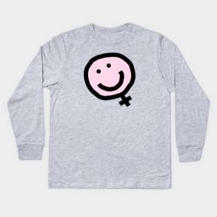 Minimal Feminism Female Smile Kids Long Sleeve T-Shirt